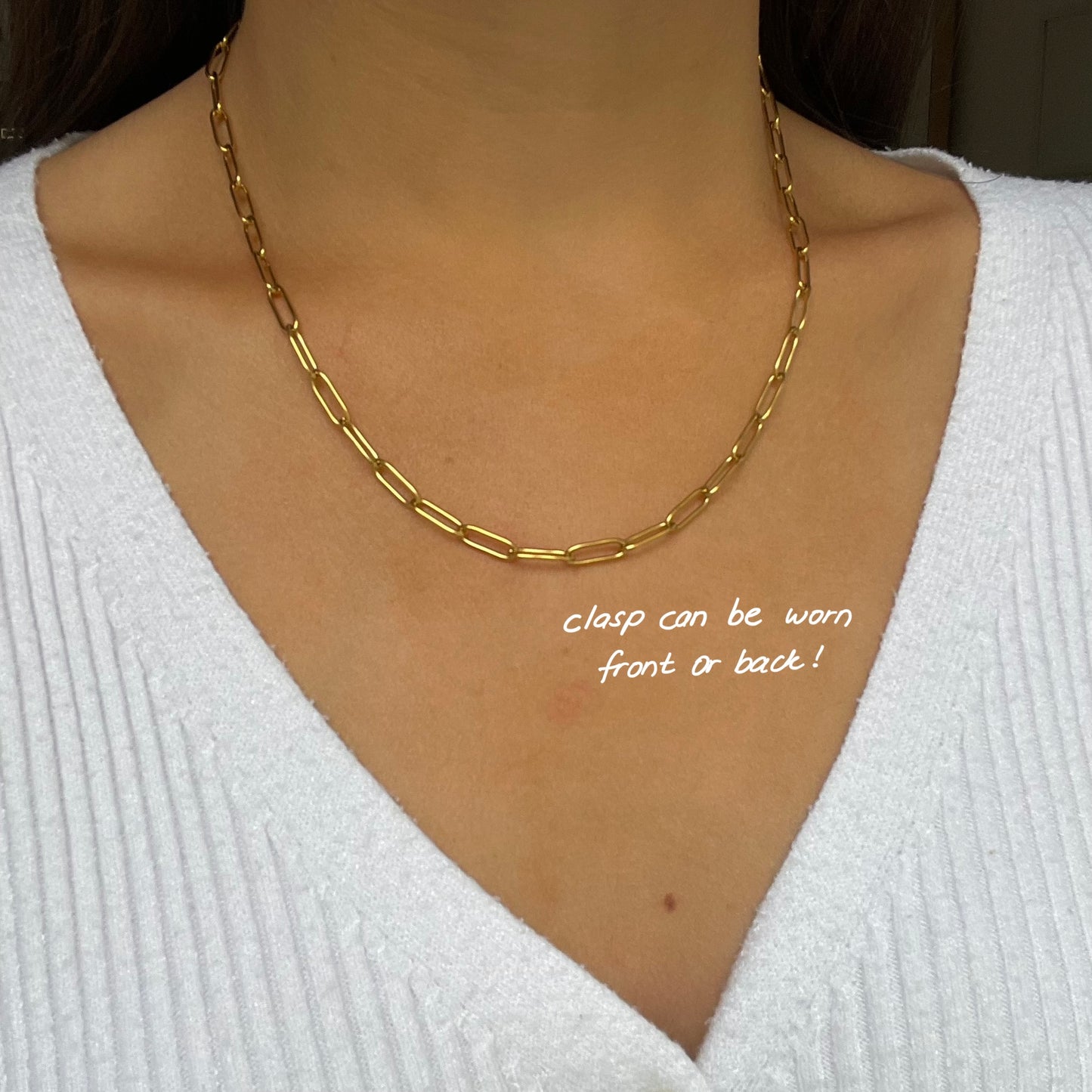 Round Clasp Paperclip Necklace