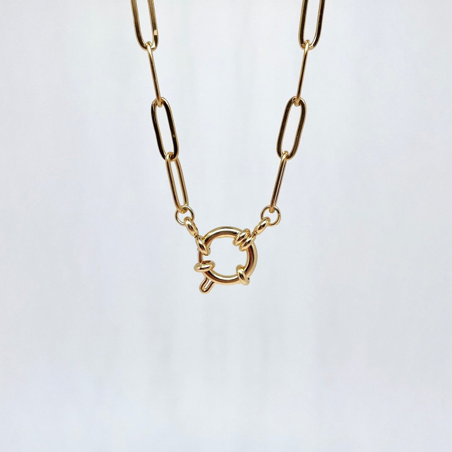 Round Clasp Paperclip Necklace