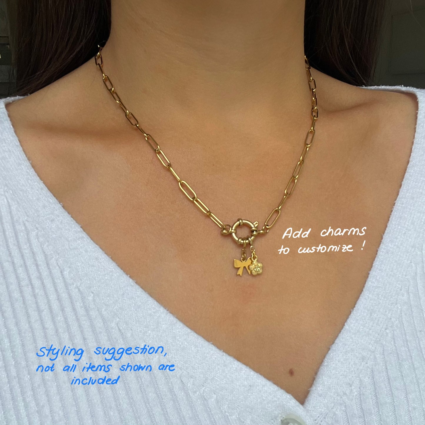 Round Clasp Paperclip Necklace