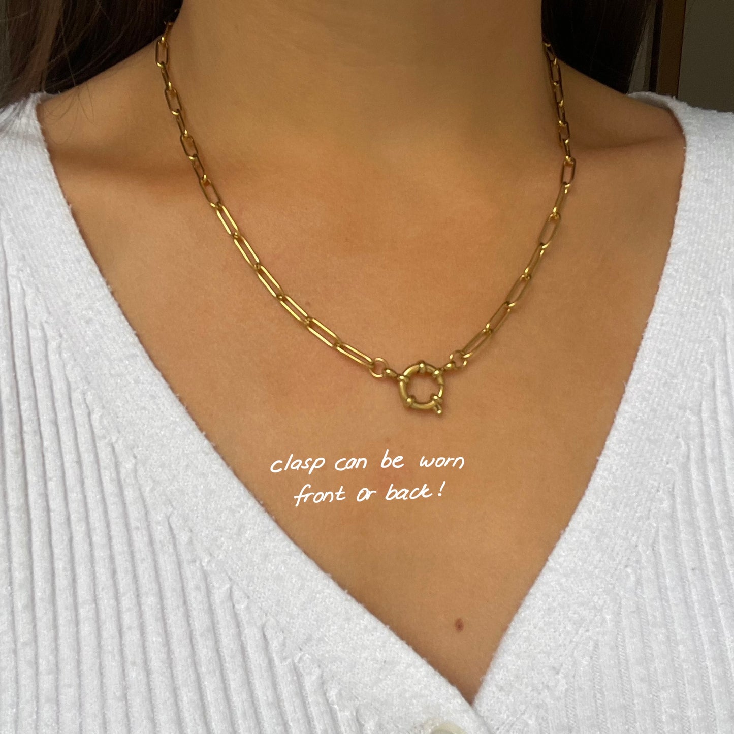 Round Clasp Paperclip Necklace