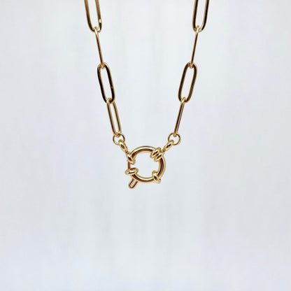 Round Clasp Paperclip Necklace