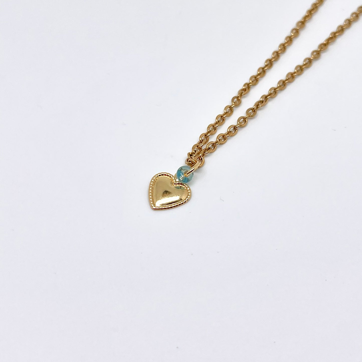 304 Stainless Steel Necklace with Pop of Color Heart Pendant
