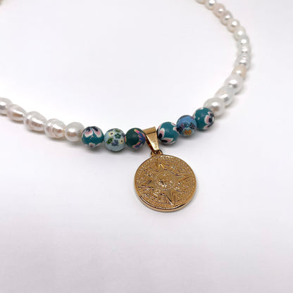 Pearl and Clay Necklace