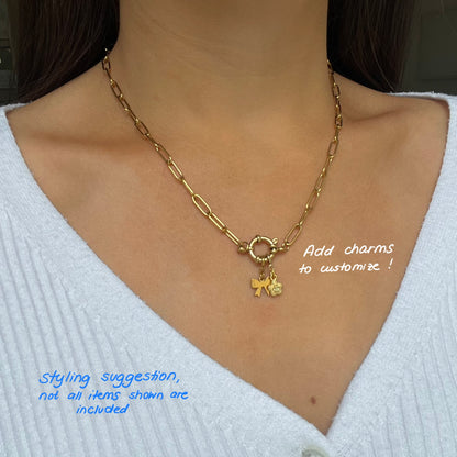 Round Clasp Paperclip Necklace