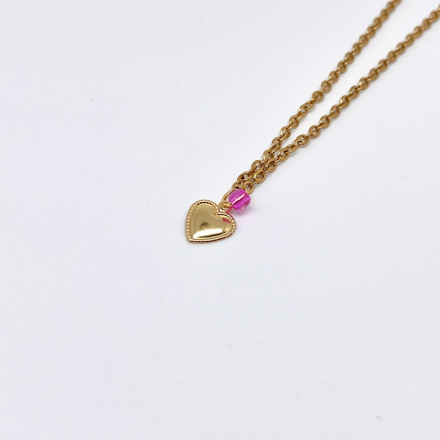 304 Stainless Steel Necklace with Pop of Color Heart Pendant