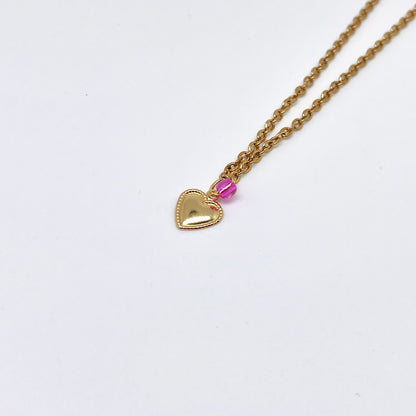 304 Stainless Steel Necklace with Pop of Color Heart Pendant