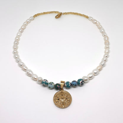 Pearl and Clay Necklace