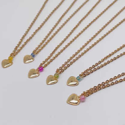 304 Stainless Steel Necklace with Pop of Color Heart Pendant