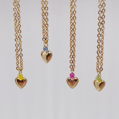304 Stainless Steel Necklace with Pop of Color Heart Pendant